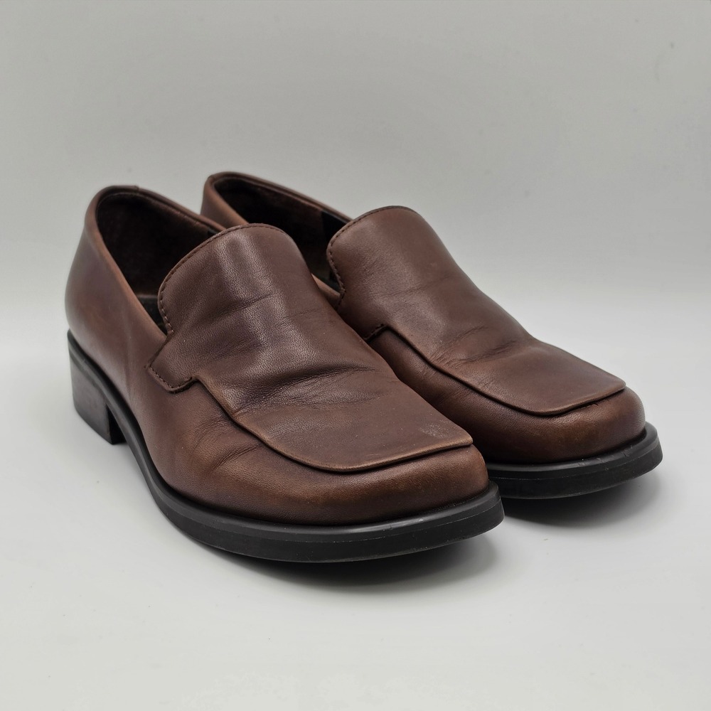 Dark Academia Officecore Leather Square Toe Loafer Womens 5.5 Brown Franco Sarto